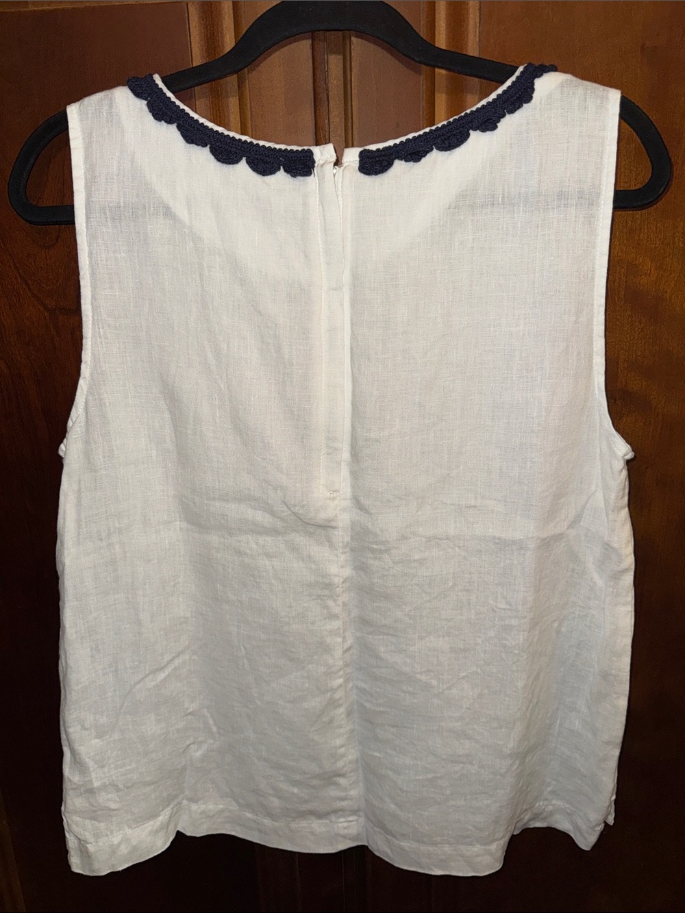 United Colors of Benetton Sleeveless Linen Top Neck Scalloped Embroidery Size M - Picture 2 of 8